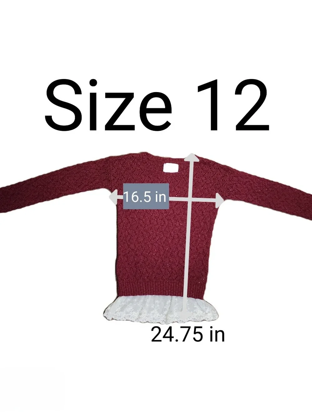 Justice Kids Marron Knitted Long Sleeve Shirt Sz 7/12